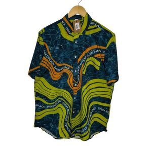 Every Man Jack Cold Plunge Men's Short Sleeve Button Front Size Medium NWT